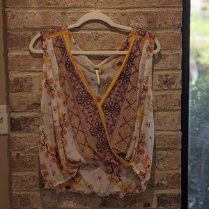 Free People Floral V-Neck Sleeveless Top